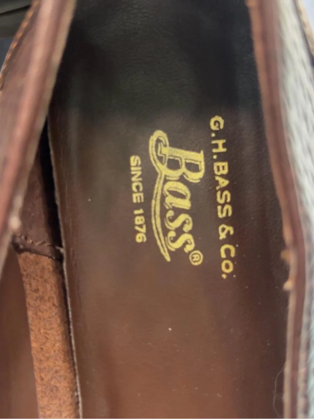 G.H. Bass & Co. Brown Woven Leather Penny Loafers